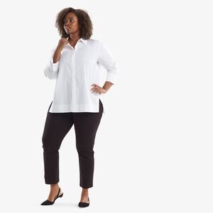 White Women's Tunic Button-Up Shirt